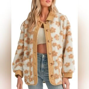 All in Favor Cream and Tan Teddy Jacket